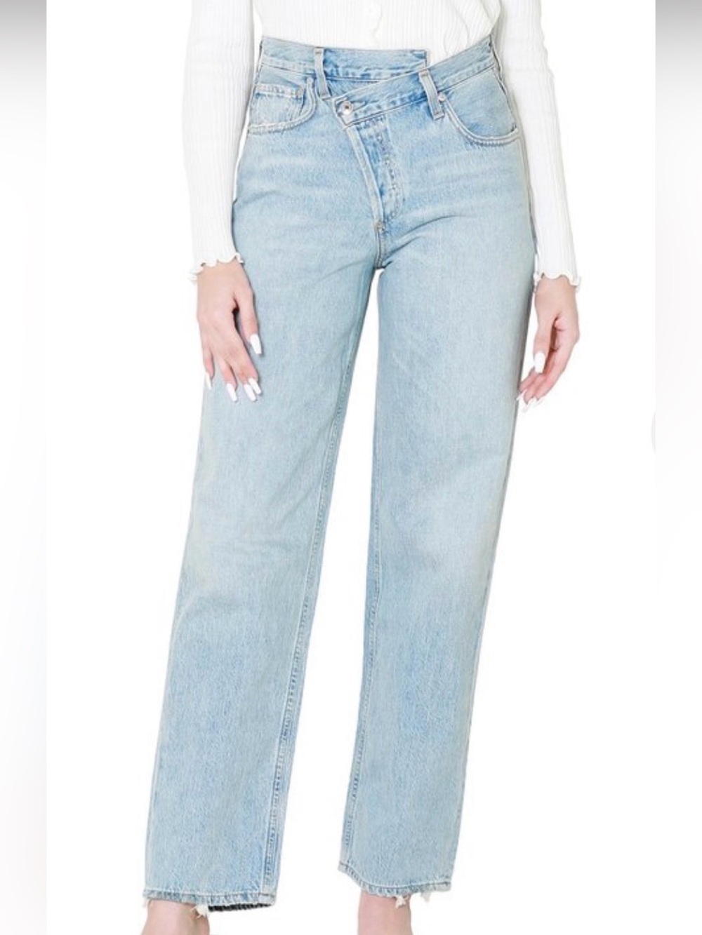 Agolde Criss Cross Jean Button Fly Light Medium Wash Straight Leg Denim size 26